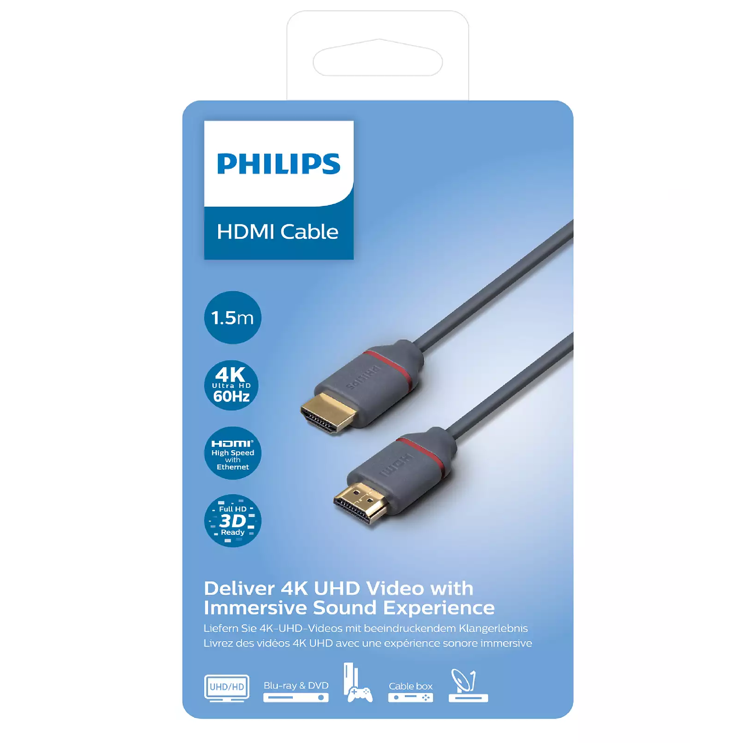 Philips HDMI PREMIUM CERTIFIED Cable 4K 60Hz 18 GBPS 1.5M